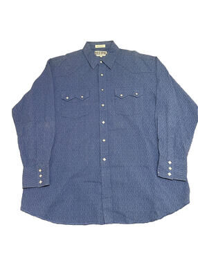 Resistol Vintage Country Western Men XL Blue Diamond Snaps Long Sleeve Rodeo